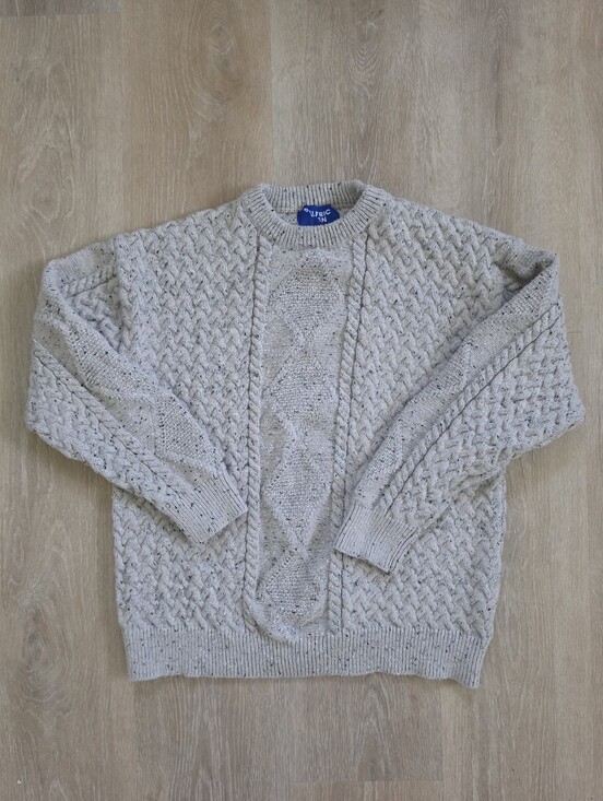 Aelfric Eden Sweaters - AELFRIC EDEN Sweater Women XL Cable Knit Fisherman Beige Oversized Crew Pullover